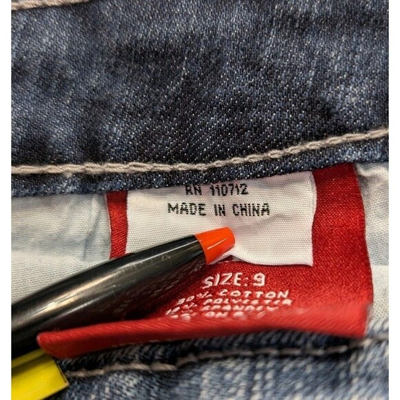 Vigoss Boot Cut Jeans Juniors Size 9 Blue Denim Rhinestone Pockets - Picture 16 of 16